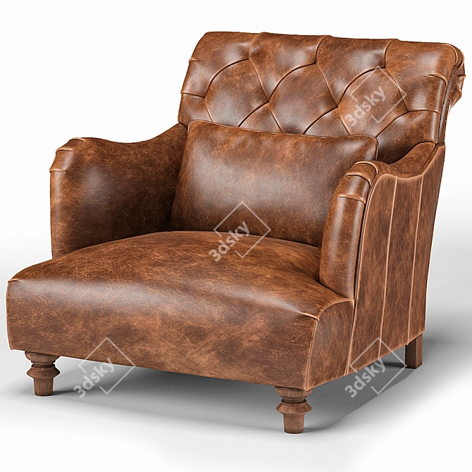 Rustic Acacia Industrial Accent Chair 3D model image 1