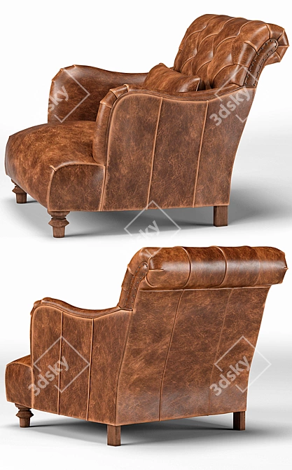 Rustic Acacia Industrial Accent Chair 3D model image 2