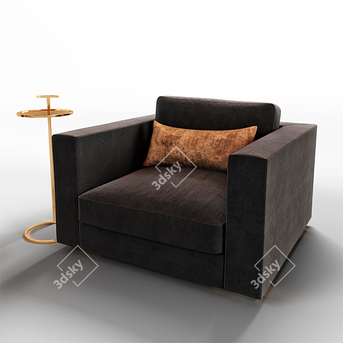 Stylish Resto Hardware Sofa 3D model image 3