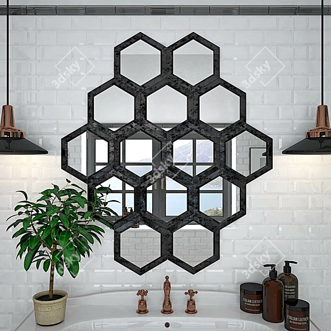 HexBlack Metal Mirror 3D model image 2