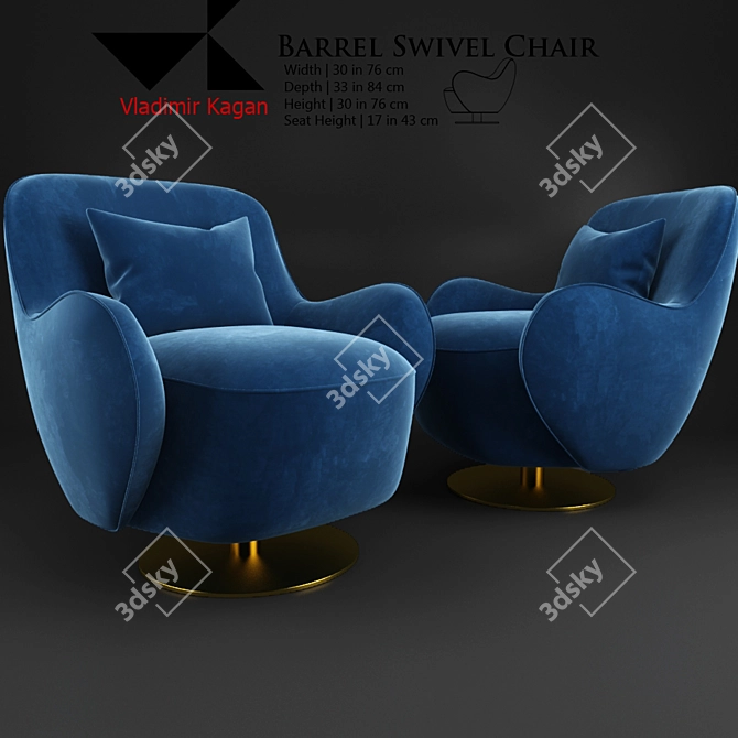 Round Leg Barrel Swivel Chair 3D model image 1