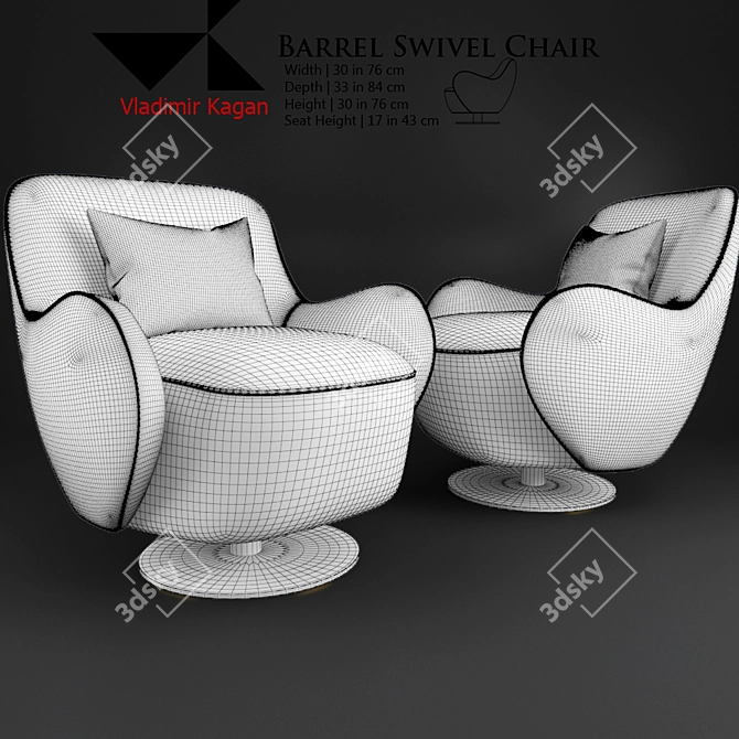 Round Leg Barrel Swivel Chair 3D model image 2