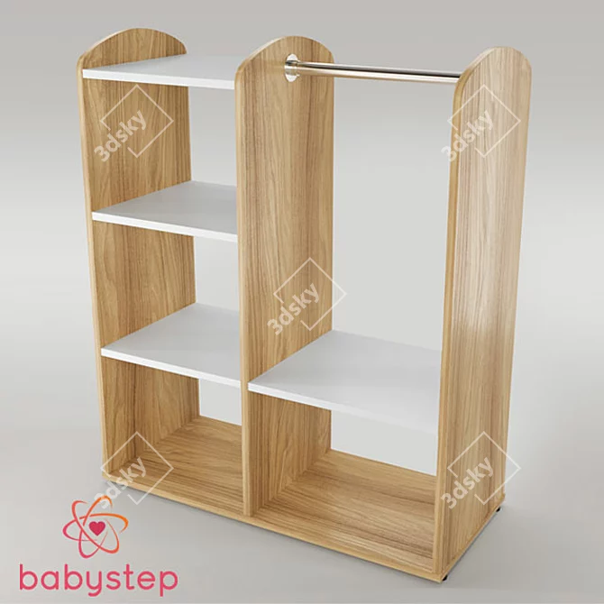 Durable and Adjustable Children's Wardrobe 3D model image 1