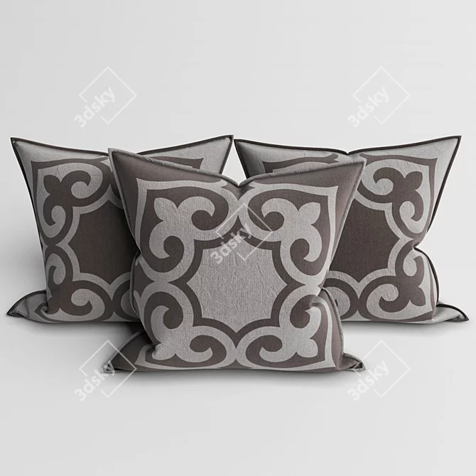 Kazakh Ornament Pillows: Traditional Beauty 3D model image 1