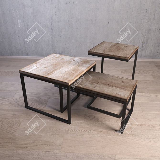 "Industrial 1" Magazine Tables: Stylish and Durable 3D model image 1