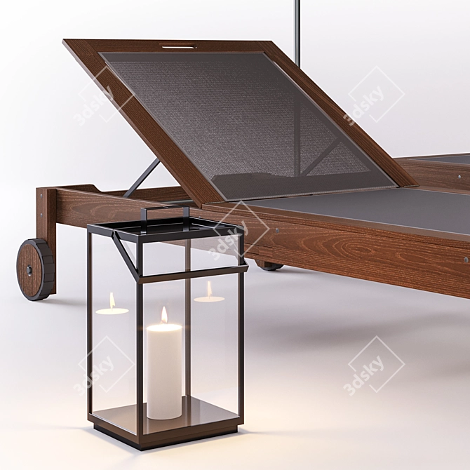 Relaxation Oasis: Sunbed, Umbrella, Lantern 3D model image 2