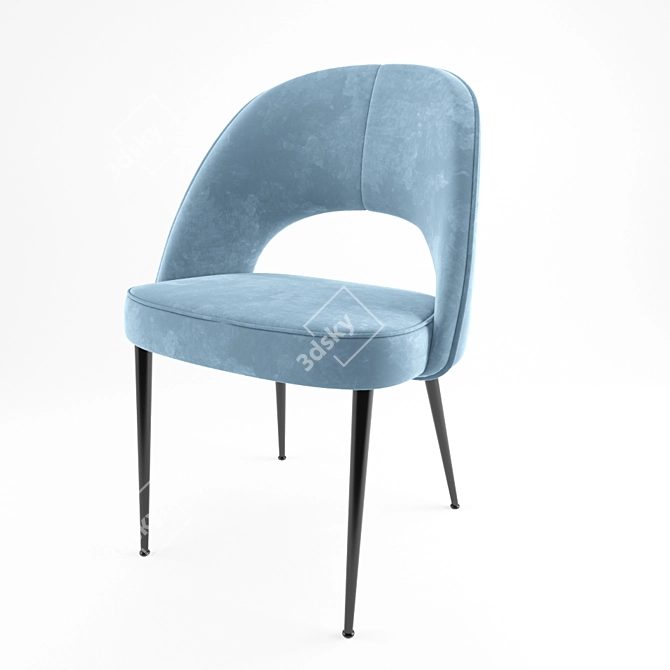 Velvet Blue Dining Chairs (Set of 2) 3D model image 2