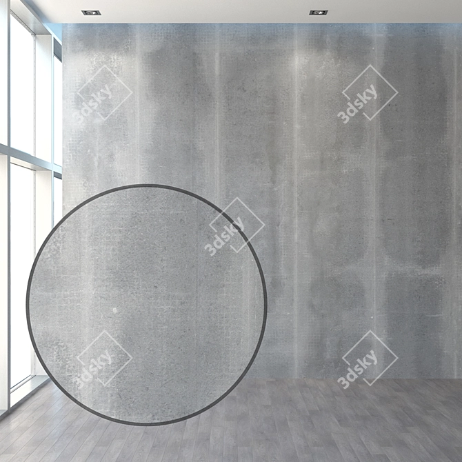 Loft-Style Concrete Wall 3D model image 1