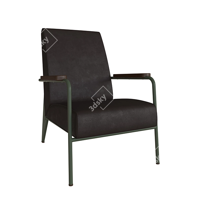 Vintage Prouve Fauteuil de Salon 3D model image 1