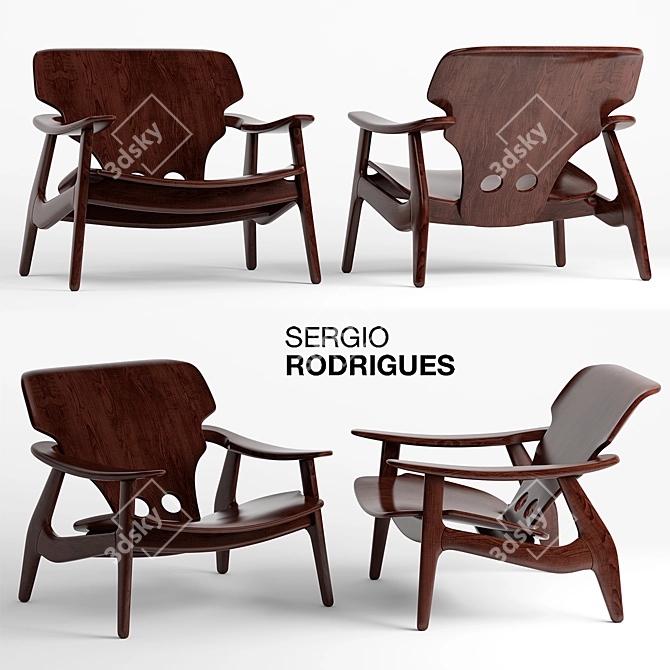 Sergio Rodrigues Armchair: Timeless Elegance 3D model image 1