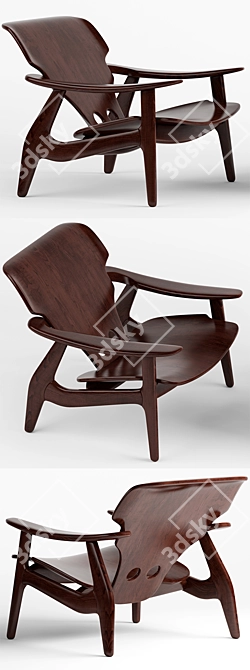 Sergio Rodrigues Armchair: Timeless Elegance 3D model image 2