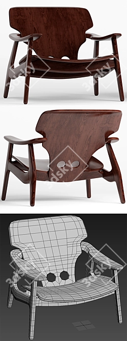 Sergio Rodrigues Armchair: Timeless Elegance 3D model image 3