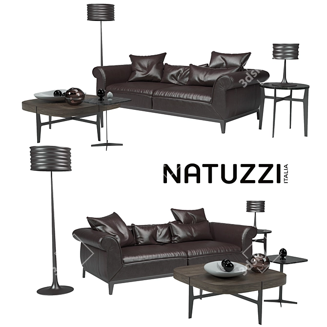 Natuzzi Poliziano Sofa - Elegant Comfort for Your Living Space 3D model image 1