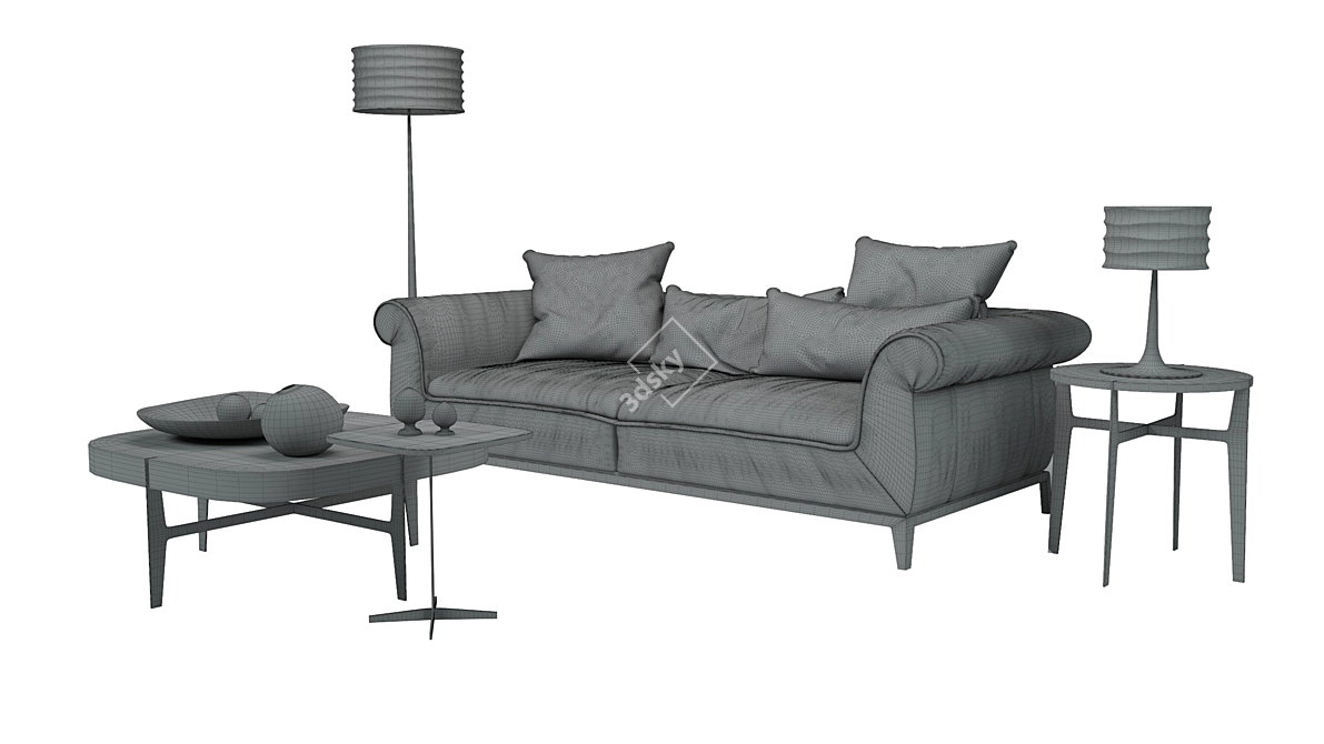 Natuzzi Poliziano Sofa - Elegant Comfort for Your Living Space 3D model image 3