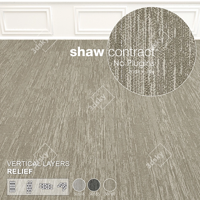 Relief Series: Shaw Vertical Layers Carpet 3D model image 1