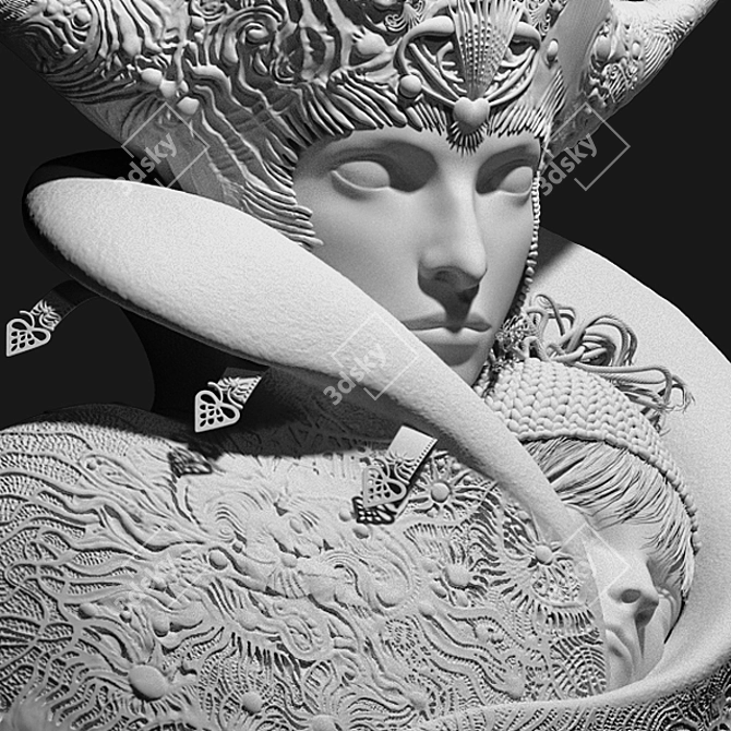 Enchanting Snow Queen Art Print 3D model image 2