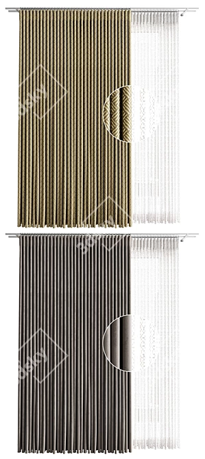 Elegant Curtain Kit: Espocada Fabrics & Premium Karniz 3D model image 2