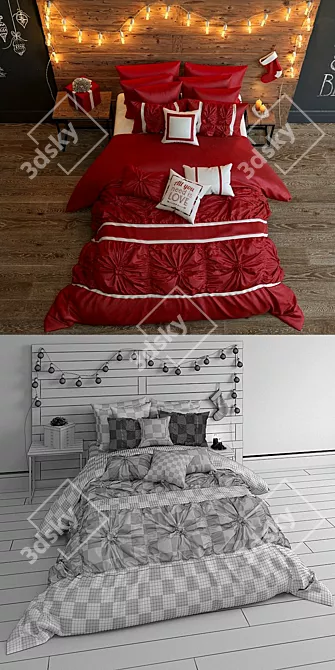 Holiday Cheer Christmas Bed Set 3D model image 3