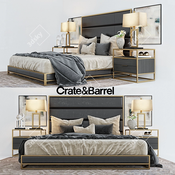Elegant Oxford Collection Queen Bed 3D model image 1