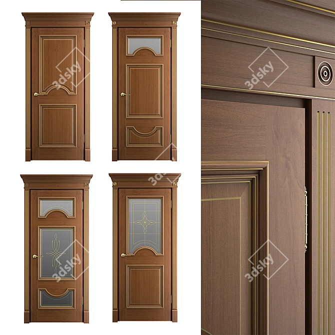 Elegant Paris Collection: Massivstyle Interier Doors 3D model image 1