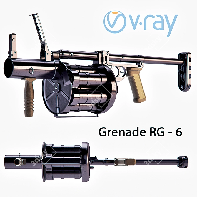 RG-6 Revolver Grenade Launcher: Compact and Powerful 3D model image 1