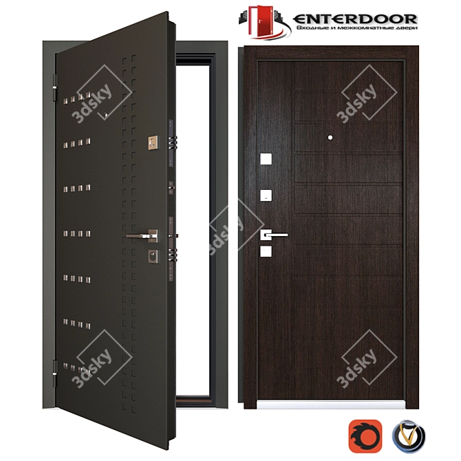 Arne Entrance Metal Door 3D model image 1