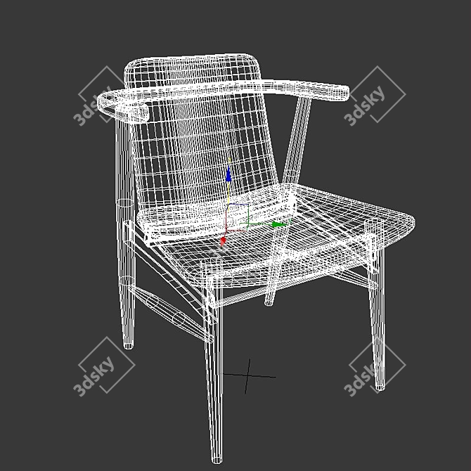  Modern Ergonomic Dining Chair 3D model image 2