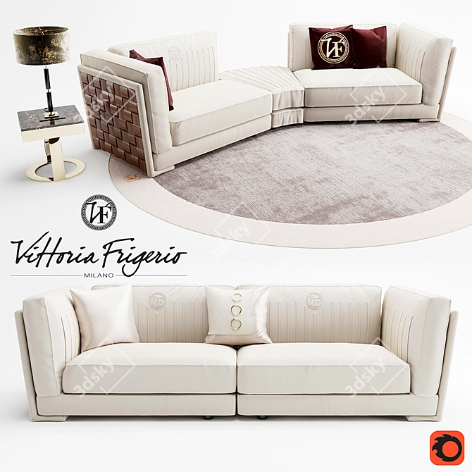 Elegant Vittoria Frigerio Durini Sofa 3D model image 1