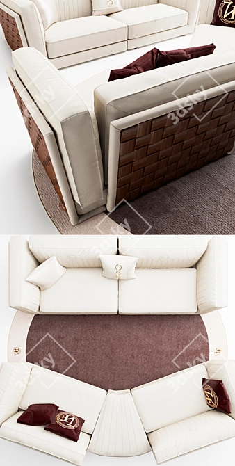 Elegant Vittoria Frigerio Durini Sofa 3D model image 2