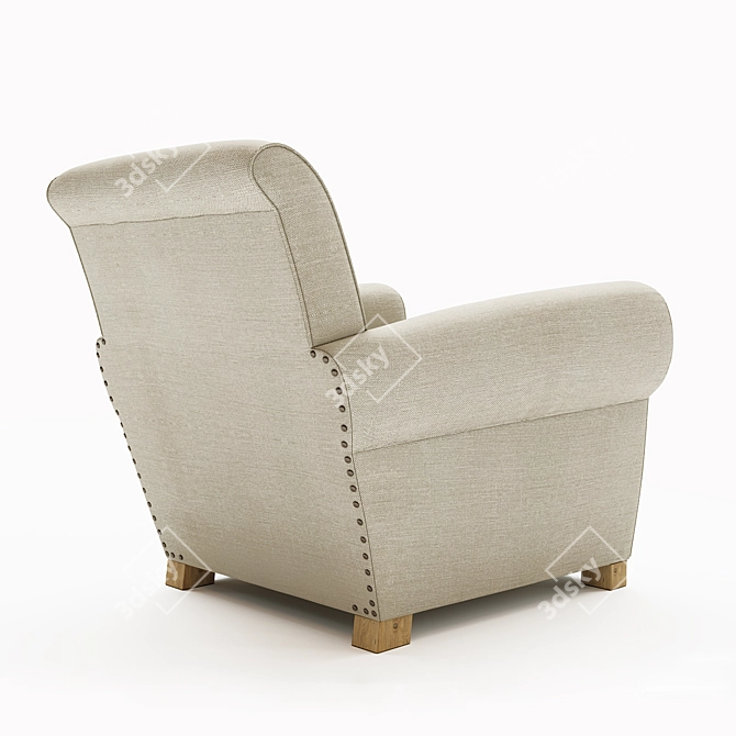 1920s Parisian Upholstered Club Chair 3D model image 2