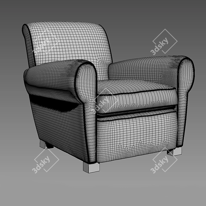 1920s Parisian Upholstered Club Chair 3D model image 3