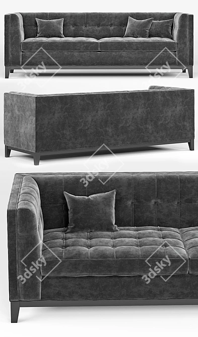 Aldgate Modern Black Velvet Sofa 3D model image 2