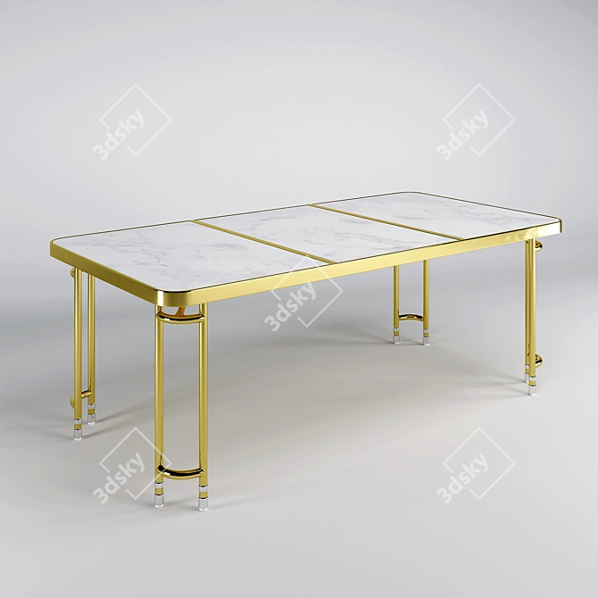 Elegant Brass Parabola Dining Table 3D model image 1