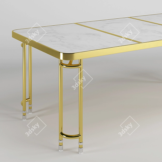 Elegant Brass Parabola Dining Table 3D model image 2