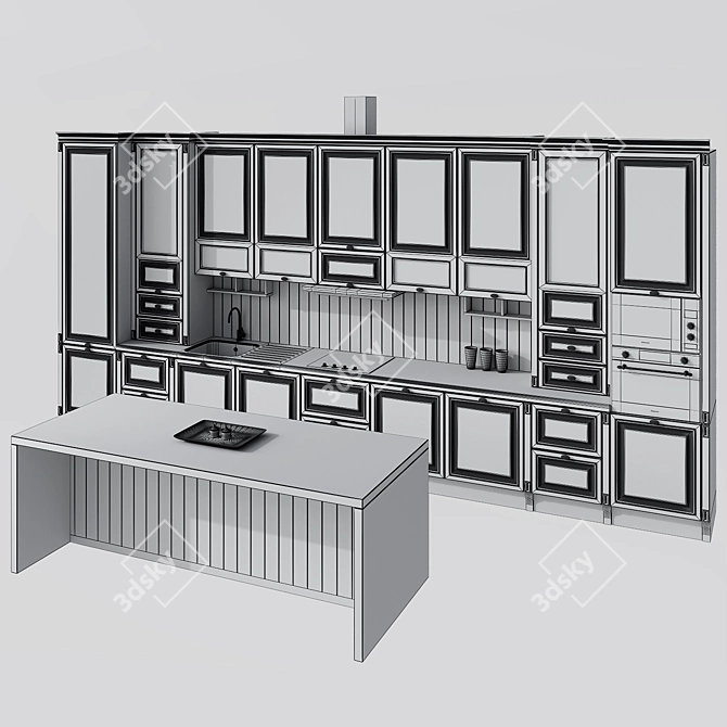 Elegant Churchill Kitchen 3D model image 3