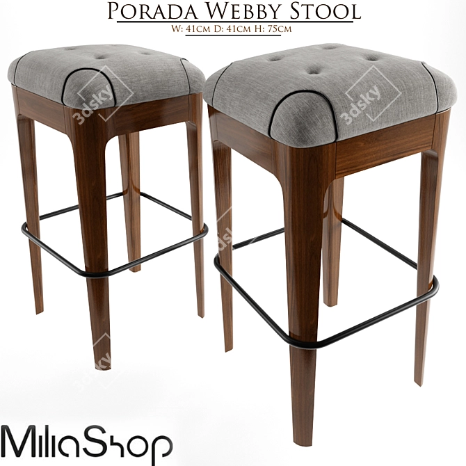 Elegant and Compact Porada Webby Stool 3D model image 1