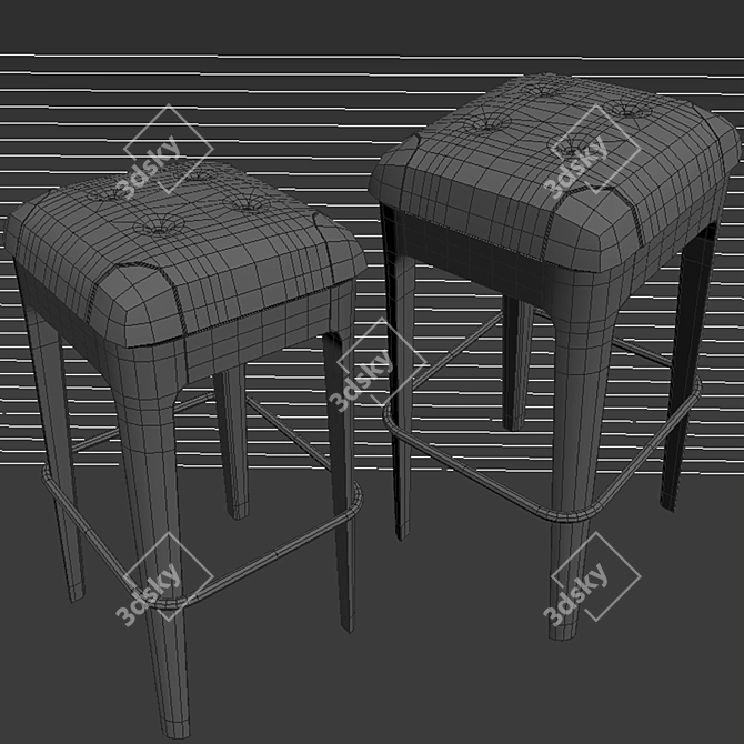 Elegant and Compact Porada Webby Stool 3D model image 2