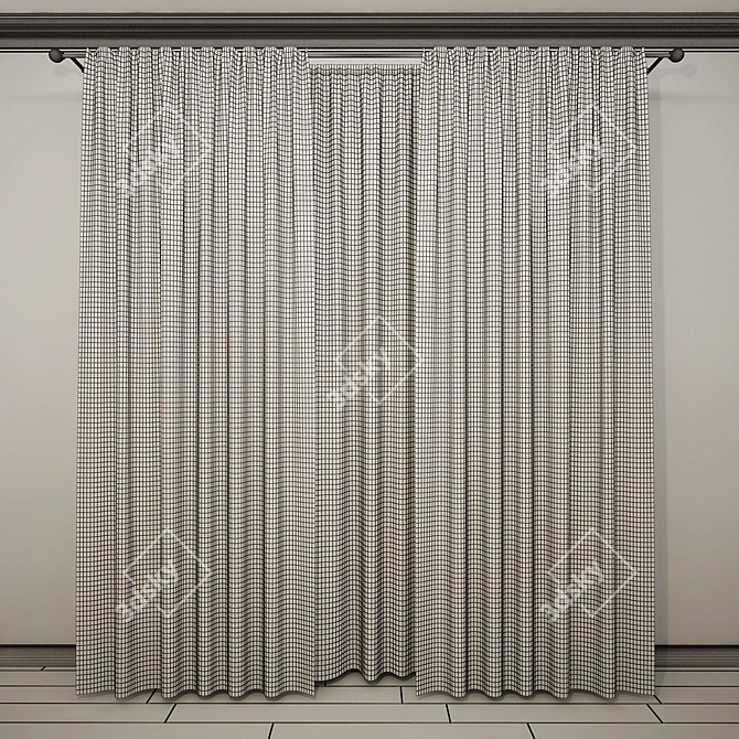 Straight Curtain & Voile 3D model image 2