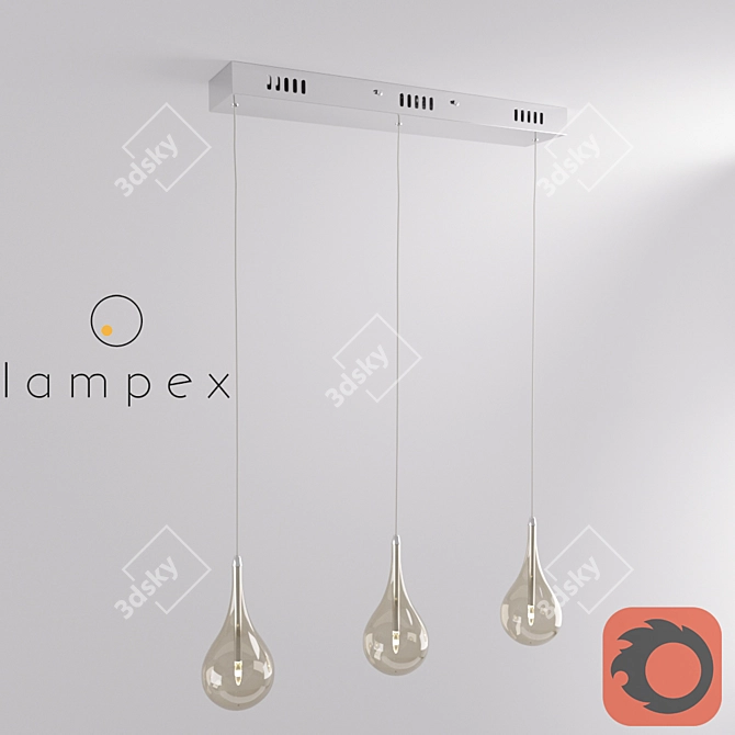 Lampex Avia 3: Stylish Nickel/Chrome Pendant Lamp 3D model image 1