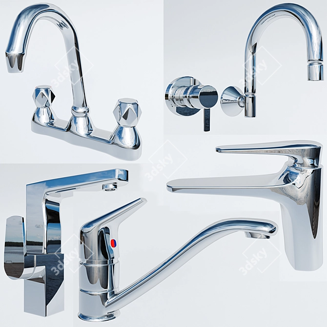 Elegant Koha Sink Mixer 3D model image 1