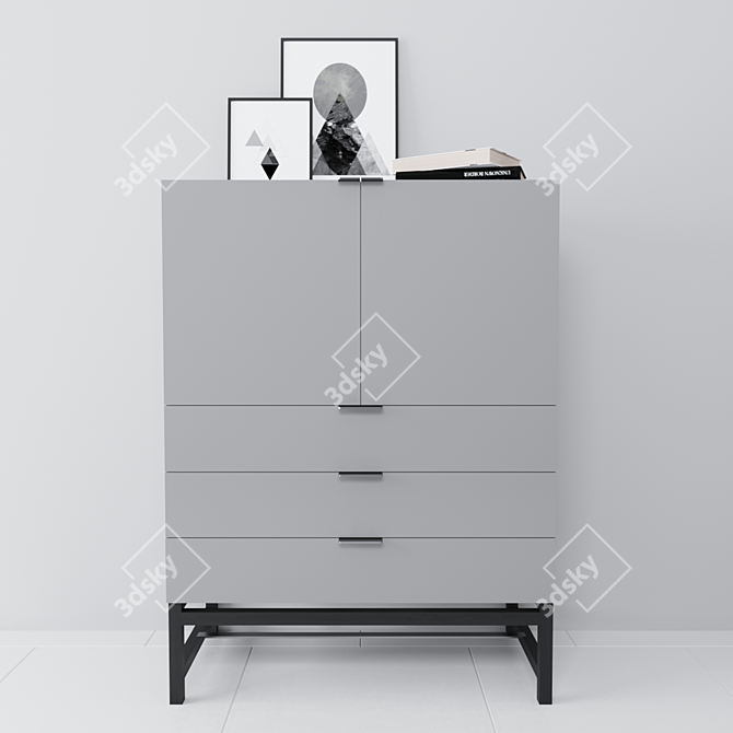 Elegant Harvey Vertical Cabinet 3D model image 1