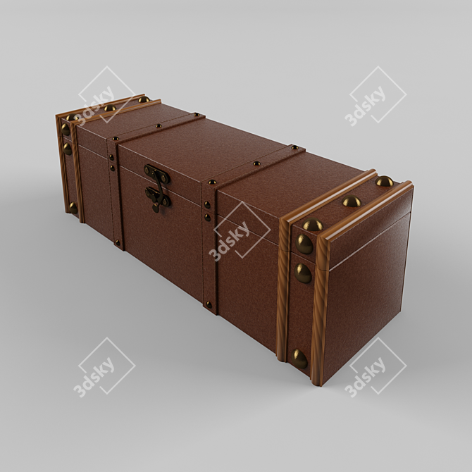 Gipfel Wine Case: Exquisite Wood, Leather & Metal Finish 3D model image 1