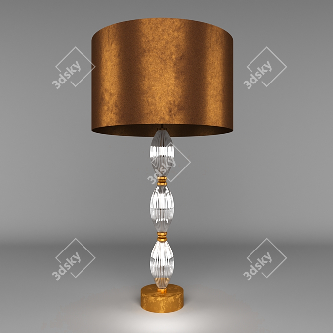 Smoke Glass & Brass Table Lamp 3D model image 1