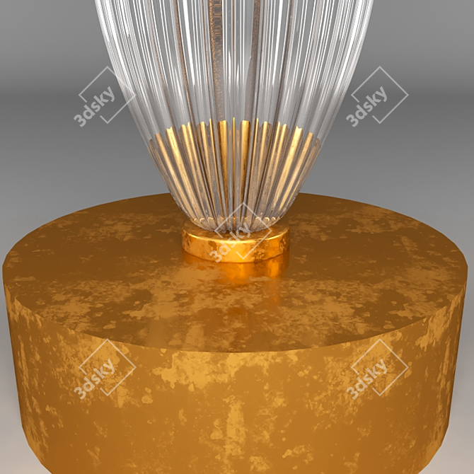 Smoke Glass & Brass Table Lamp 3D model image 3