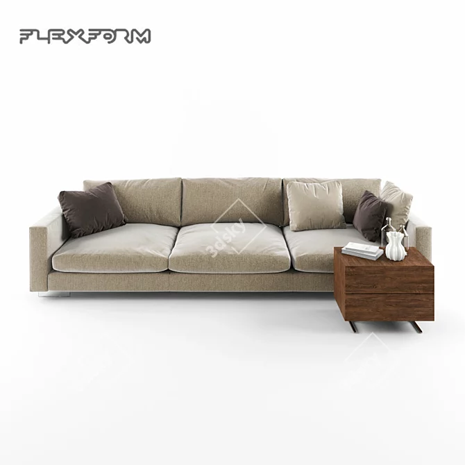 Flexform Magnum: Stylish Sofa & Matching Side Table 3D model image 1