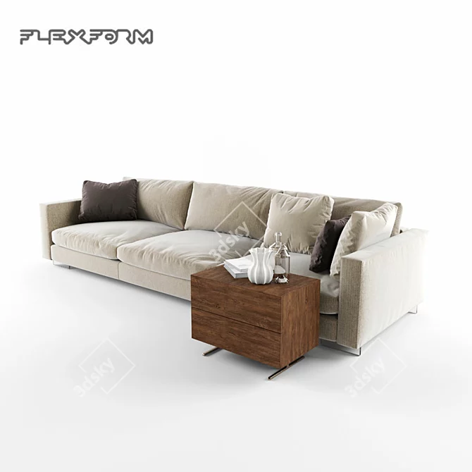 Flexform Magnum: Stylish Sofa & Matching Side Table 3D model image 2