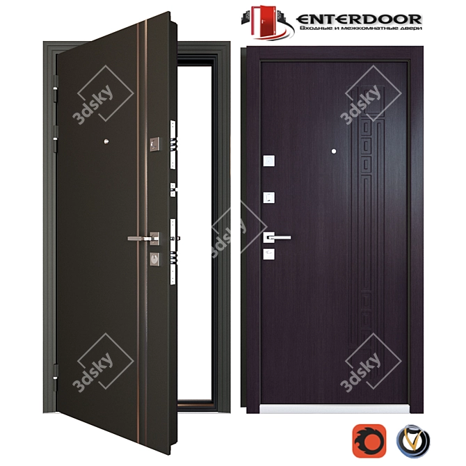 Modern Venge Entrance Door: EnterDoor KvadroLine 3D model image 1