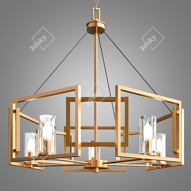 Elegant Golden Marco Pendant 3D model image 1