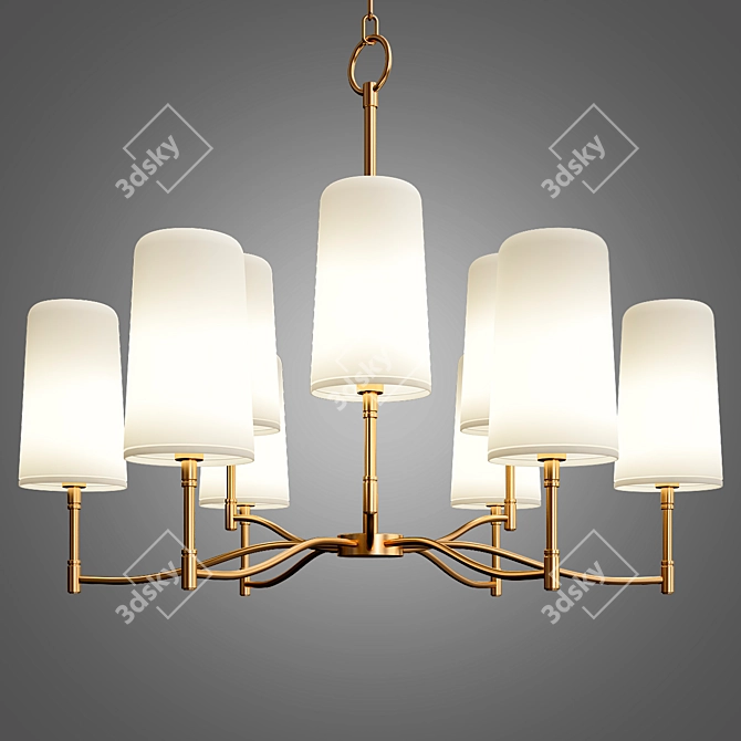 Elegant Brass Shaded Chandelier 3D model image 1