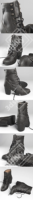 Sleek Leather Diesel Women's Boots 3D model image 2